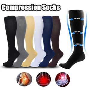 1 paire de chaussettes de compression pour femmes et hommes, bas hauts de genou 15 20 mmhg pour cyclisme, football, course à pied, chaussettes athlétiques pour mollets